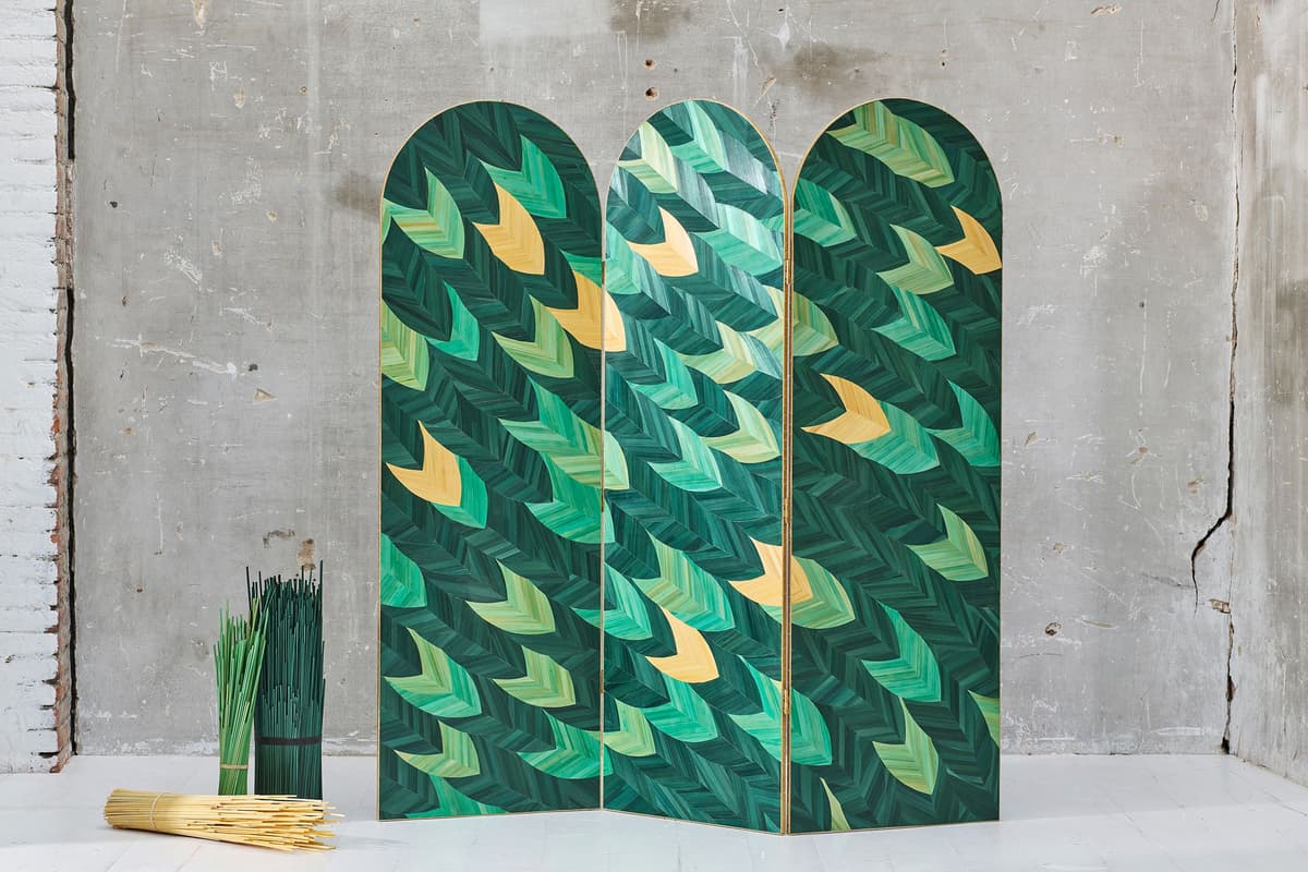 Paravent - Marqueterie de paille