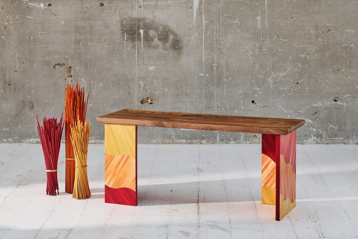 Petit Banc - Marqueterie de paille